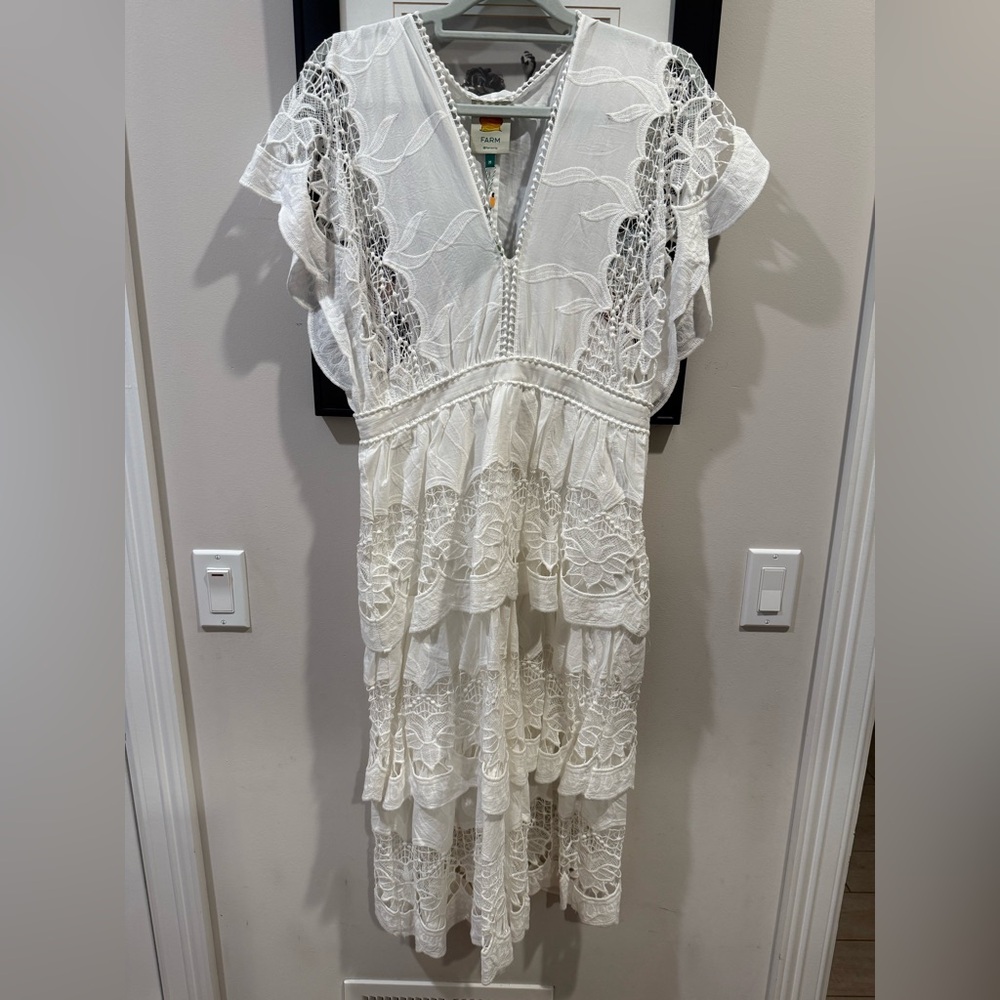 NWT FARM RIO Off White Richelieu Midi Dress - Picture 6 of 6